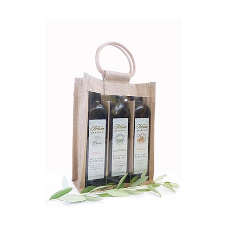 Jute 3 Bottle Olive Oil Bags Natural